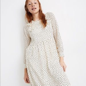 Madewell Smocked Ruffle-Shoulder Dress -Polka Dots